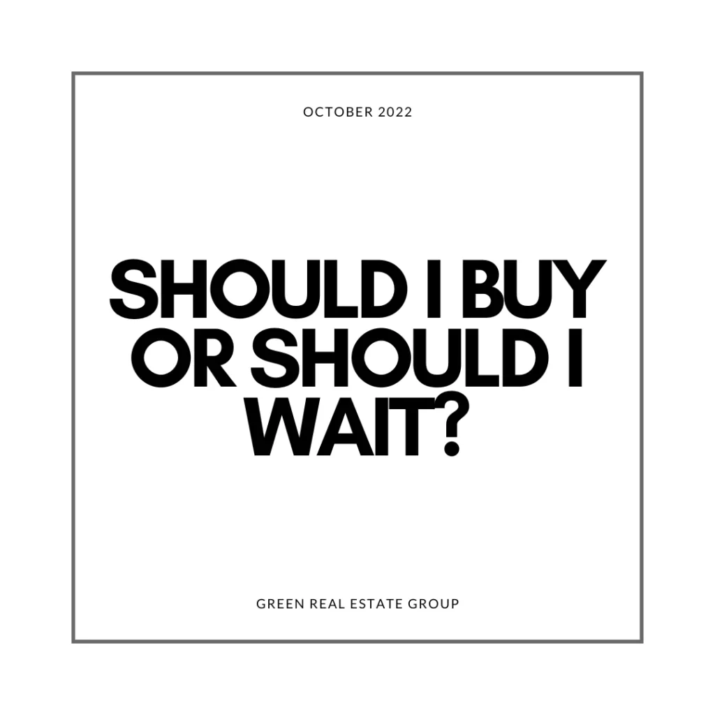 Infographic titled "Should I buy or should I wait?" from Green Real Estate Group