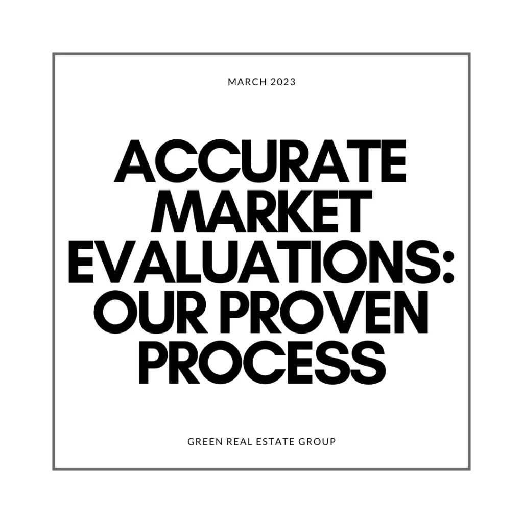 Infographic titled "Accurate Market Evaluations: Our Proven Process" from Green Real Estate Group